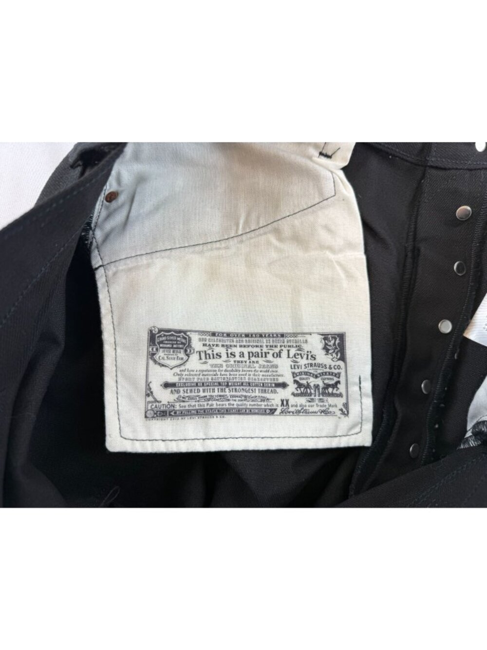 NWT Levis 501xx Original Black Denim Jeans Mens 42x30 Straight Button Fly Stretc - Picture 6 of 13